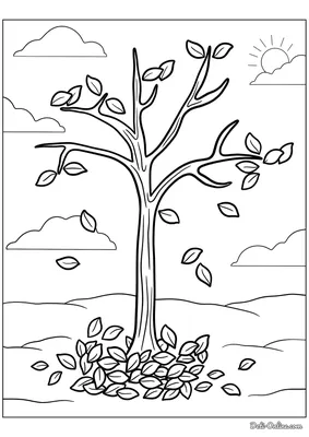 Деревья без листьев Раскраски распечатать бесплатно. | Деревянные фрески,  Картина дерева, Осенние деревья