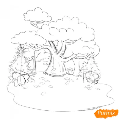 Рисунок для детей осеннее дерево (25 шт)