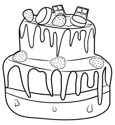Раскраска Торт Распечатать бесплатно | Раскраски, Раскраска торта, Торт