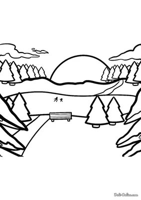 Зимний пейзаж» раскраска для детей - мальчиков и девочек | Скачать,  распечатать бесплатно в формате A4