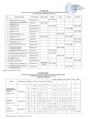 Расписание кружков