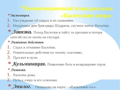 Анализ художественного текста по рассказу В.П. Астафьева "Васюткино озеро".  5-й класс