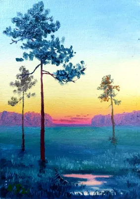 Картина на холсте "Рассвет в лесу"