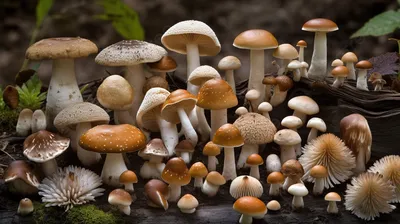 Ящерица нашла разные грибы» — создано в Шедевруме