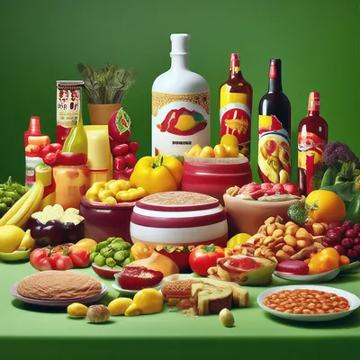 Продукты питания, как реклама.» — создано в Шедевруме