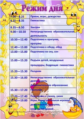 Распорядок дня в детском саду | Сайт детского сада №8 г. Ишима