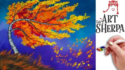 Рисунок ватными палочками осень - 75 фото