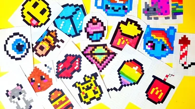 МОИ МИНИ РИСУНКИ ПО КЛЕТОЧКАМ ИЗ МАЛЕНЬКОГО БЛОКНОТИКА! my collection MINI  PIXEL ART - YouTube