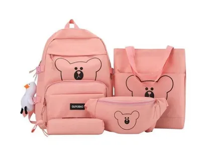 Купить рюкзак для школы с мишкой ForAll розовый RUCKSACK4IN1_PINK, цены на  Мегамаркет | Артикул: 600007548069