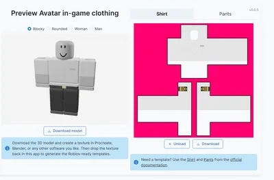 Idea: when making a shirt or pants you should get a preview on your  character : r/roblox