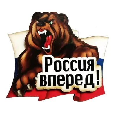 Купить флаг РФ с медведем "Россия, Вперед!" 90х135 см шелк | INARI