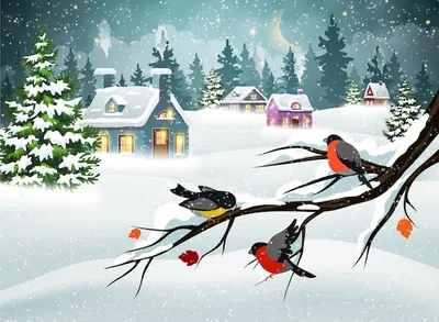 Рождественский пейзаж фон со снегом и деревом | Премиум векторы