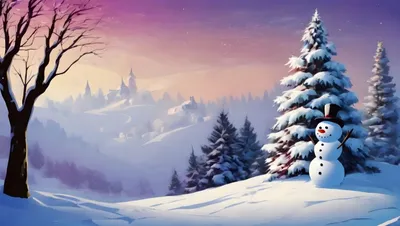 Рождественский пейзаж среди зимнего …» — создано в Шедевруме