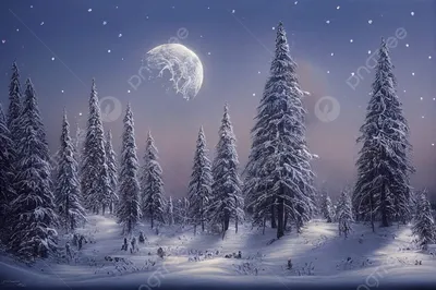 Красивый рождественский пейзаж, …» — создано в Шедевруме