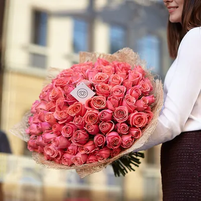 51 нежно-розовые розы 40 см Кения- купить в СПб с доставкой в интернет  магазине "Цветочкин"