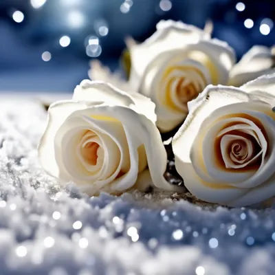 Красивые розы на снегу - 72 фото