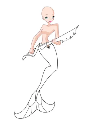 Манекен винкс русалка с оружием с мечом 🎨 Картинки для срисовки.
