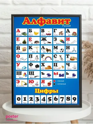 Русский алфавит от А до Я / постеры и плакаты Плакат постер русским  алфавитом и азбукой Буквы и животные