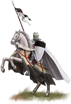 Иллюстрация рыцарь на коне в стиле классика | 