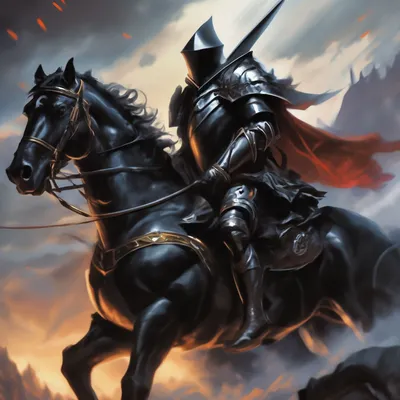 Черный рыцарь на коне» — создано в Шедевруме