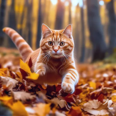 Рыжий кот осень 