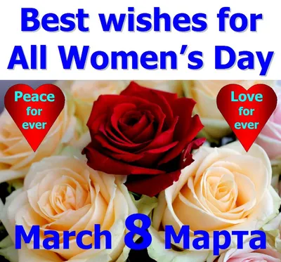 Поздравления с 8 марта на английском. Greetings Happy Women's Day Wishes.  ТОП - 100