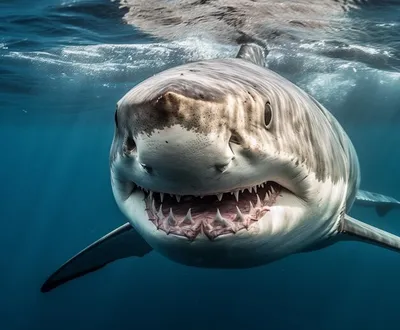 Акула с открытым ртом и открытым ртом. | Премиум Фото