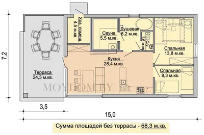 Проект бани из бруса с гаражом под одной крышей