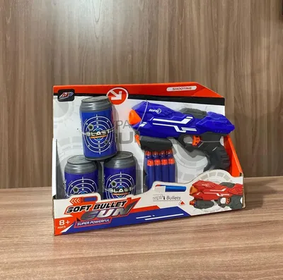 Бластер Junfa Пистолет c 12 мягкими шариками и 3 банками-мишенями,  оранжевый №1 - купить с доставкой по выгодным ценам в интернет-магазине  OZON (321597462)