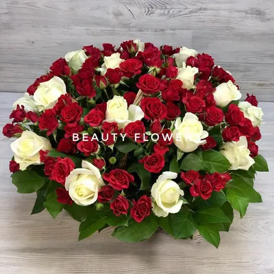 Корзина Сердце с красными и белыми розами купить в Киеве: цена, заказ,  доставка | Магазин «Камелия»