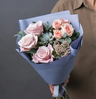 Мини букет с белыми розами №404 - 🌹 Цветы Новосибирск заказ: