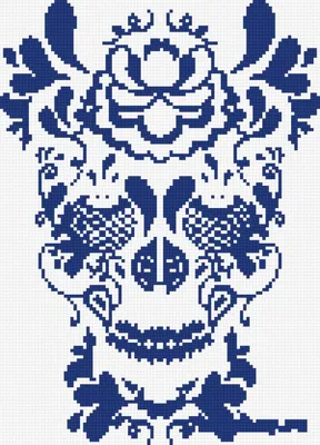 Предпросмотр схемы вышивки «Череп гжель» - Вышивка крестом | Cross stitch  skull, Halloween cross stitches, Cross stitch charts