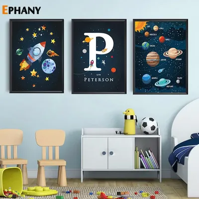 Настенные художественные принты для детской комнаты с космической тематикой  «Be Solar Systerm», холщовые постеры для рисования, подарок для маленьких  мальчиков, декоративная картина для детской комнаты | AliExpress