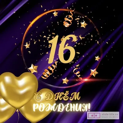 Стильная открытка с днем рождения 16 лет — 