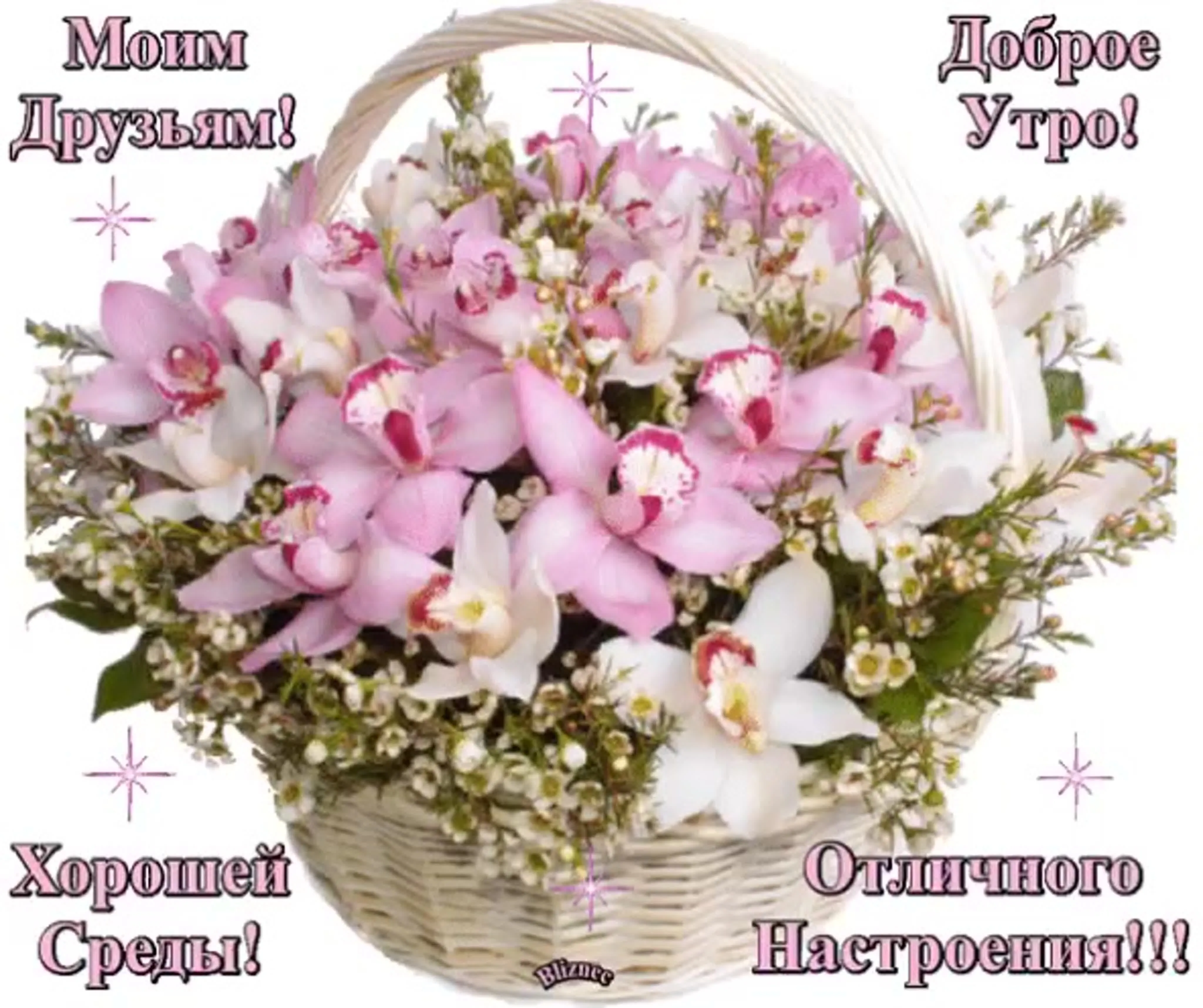 Корзина из 20 роз и 15 орхидей купить в Москве недорого с доставкой