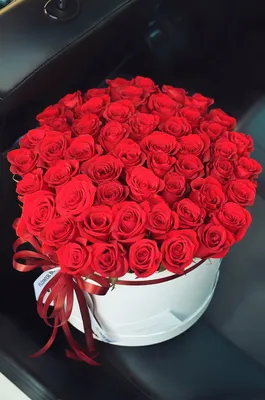 Купить красные розы в черной шляпной коробке в Минске с доставкой