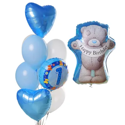 Композиция шаров с мишкой Тедди на день рождения - купить в Москве по цене  2790 р - Magic Flower