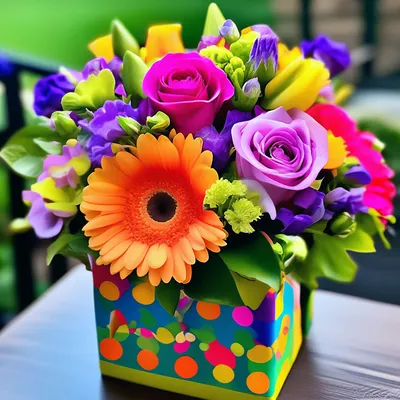Купить Букет цветов "С Днем рождения" №163 в Москве недорого с доставкой