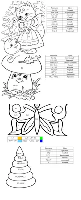 Раскраска по математике "Действия с десятичными дробями" (6 класс)