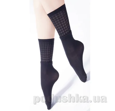 Высокие носки с двойным отворотом и ажурным рисунком Giulia Dual-4 nero  купить в Киеве ⭐ женская одежда по выгодным ценам в каталоге  интернет-магазина «Подушка»