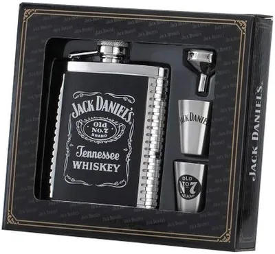  | Jack Daniels Licensed Barware Label Gift Set, 6 oz./1 oz,  Silver: Alcohol And Spirits Flasks: Flasks