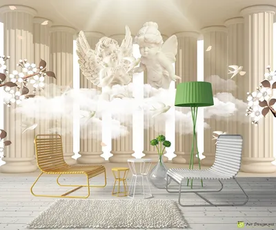 Колонны и ангелы обои 3D | Фотообои с эффектом 3D на заказ Молдова