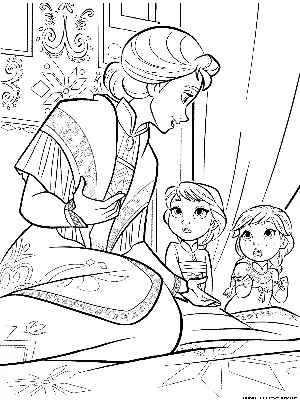 Раскраска Анна и Эльза с мамой | Раскраски Холодное сердце 2 (Frozen 2  coloring pages). Раскраска Холодное сердце 2