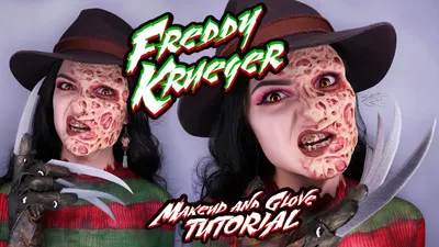 Грим Фредди Крюгера | Перчатка из подручных средств | Freddy Krueger  halloween makeup tutorial - YouTube