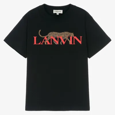 Lanvin - Черная хлопковая футболка с гепардом | Childrensalon