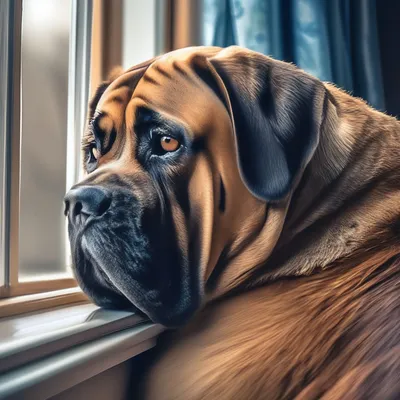 Мастиф собака с грустными глазами …» — создано в Шедевруме