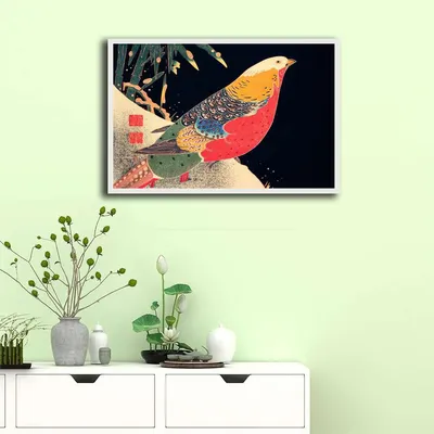 Художественный постер на холсте с японской тематикой Ито джакучу, Золотой  фазан, современное настенное искусство, черный, красный, оранжевый,  винтажный декор с птицами | AliExpress