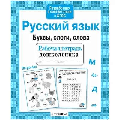 Рабочая тетрадь дошкольника, А5, ТД Стрекоза «Русский язык. Буквы, слоги,  слова», 32стр. - купить в Москве оптом и в розницу в интернет-магазине  Deloks