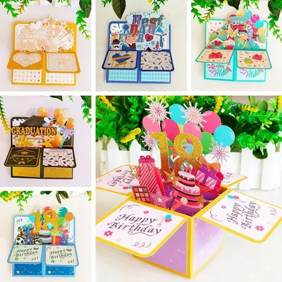 Юбилейный букет Цветок Выпускной С Днем Рождения Поздравительная открытка  3D Всплывающий Букет Бумажные Цветы – купить по низким ценам в  интернет-магазине Joom