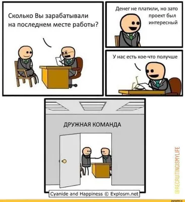 Сколько Вы зарабатывали на последнем месте работы? Денег не платили, но  зато проект был интересны / cianide and happiness :: it-юмор :: мотивация  :: работа :: Смешные комиксы (веб-комиксы с юмором и